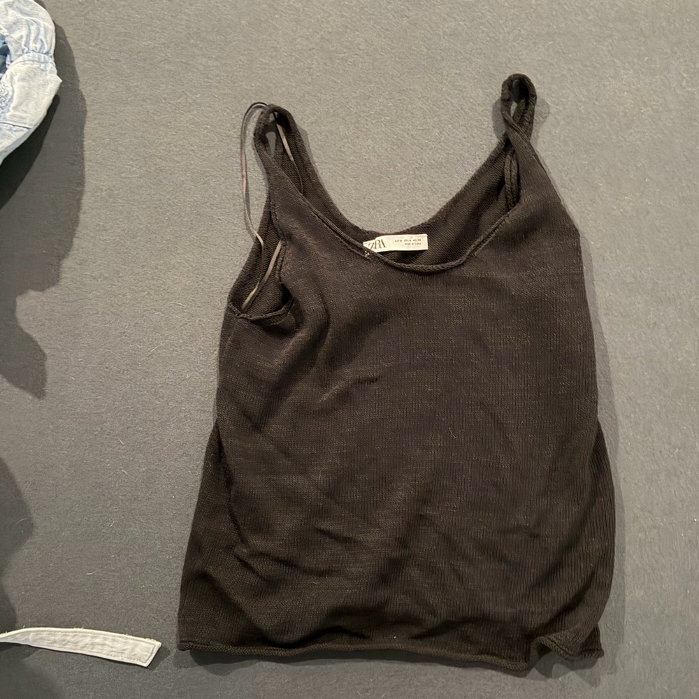 Zara Black Ribbed Camisole